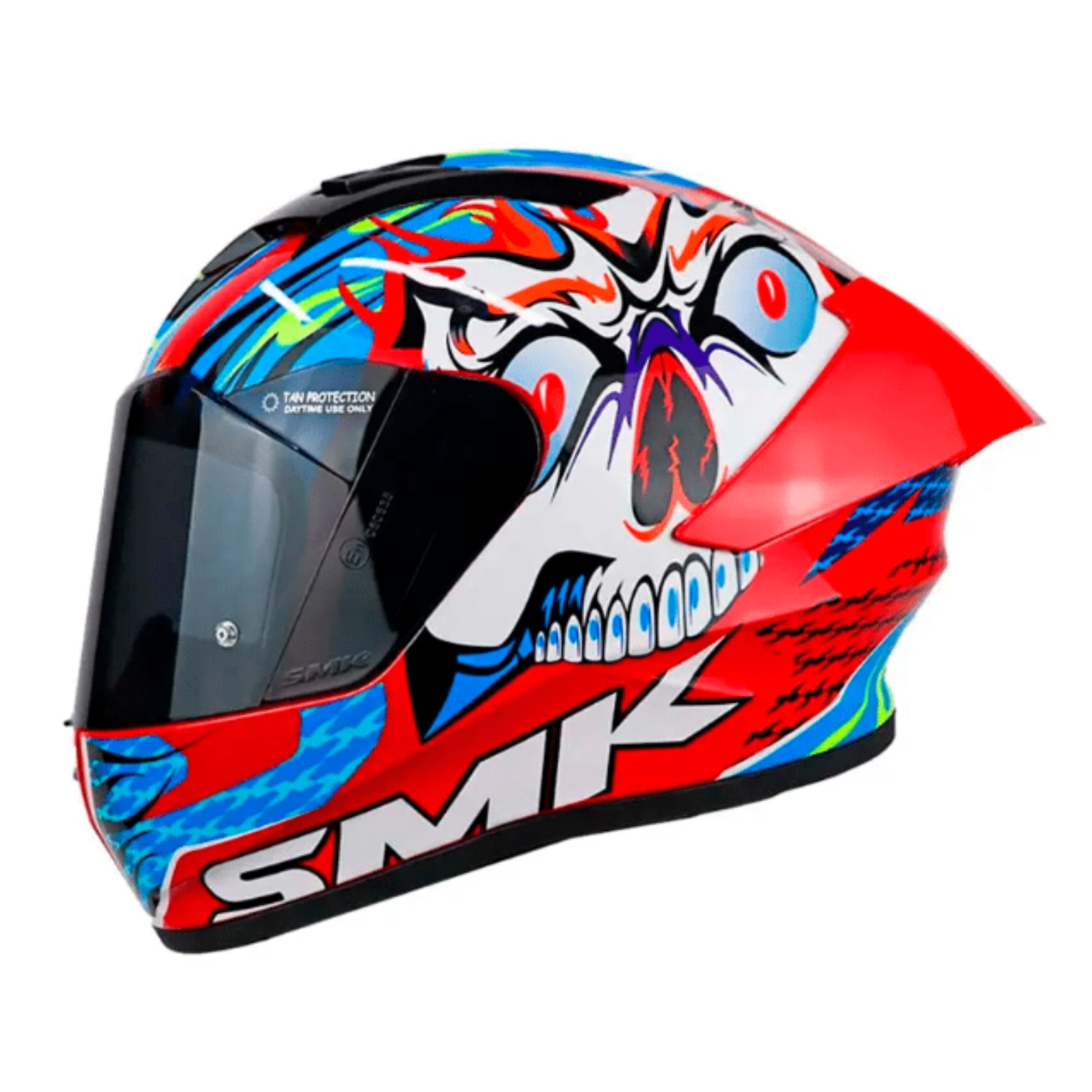 CASCO SMK STELLAR SKULL AZUL ROJO BRILLANTE