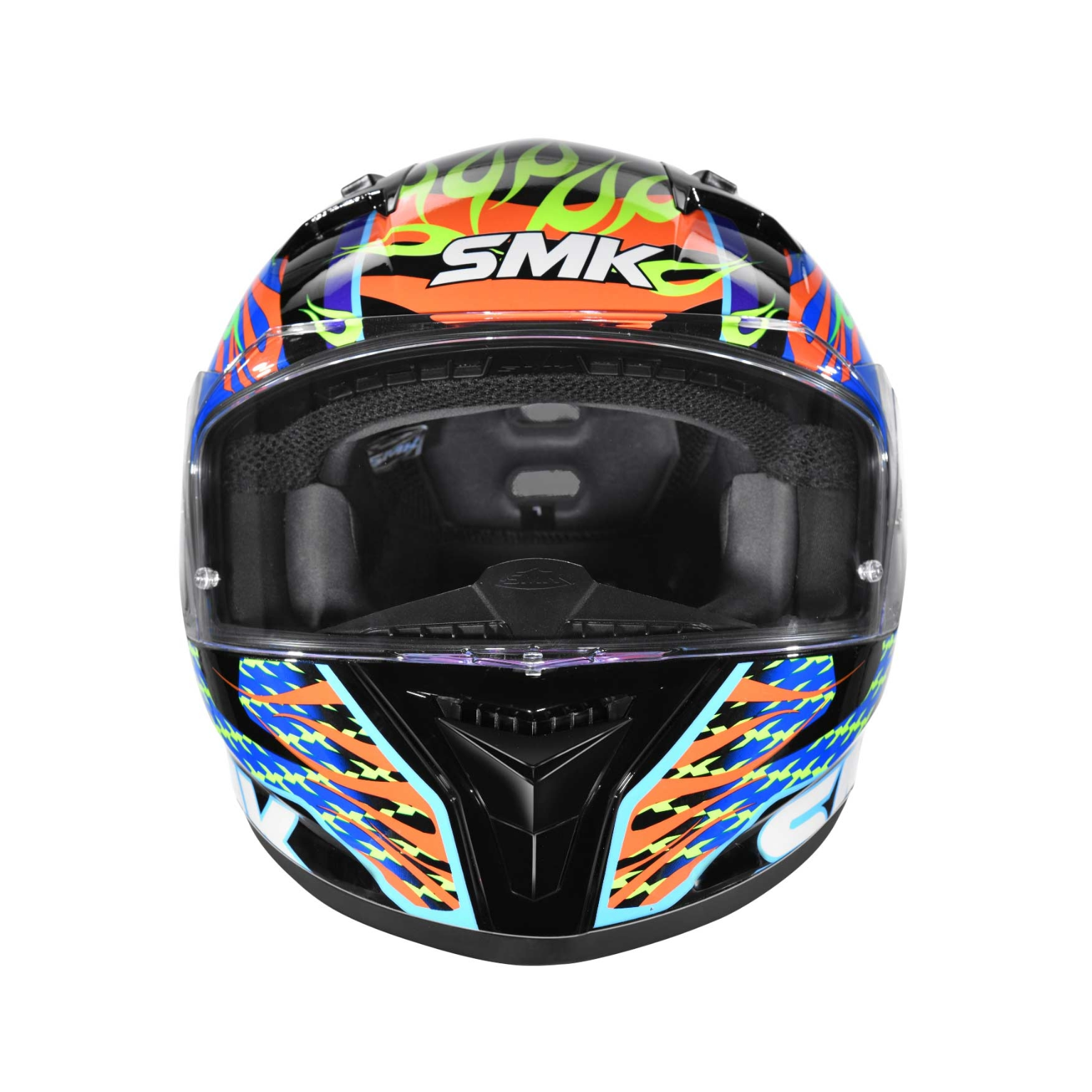 CASCO SMK STELLAR SKULL NEGRO NARANJA BRILLO