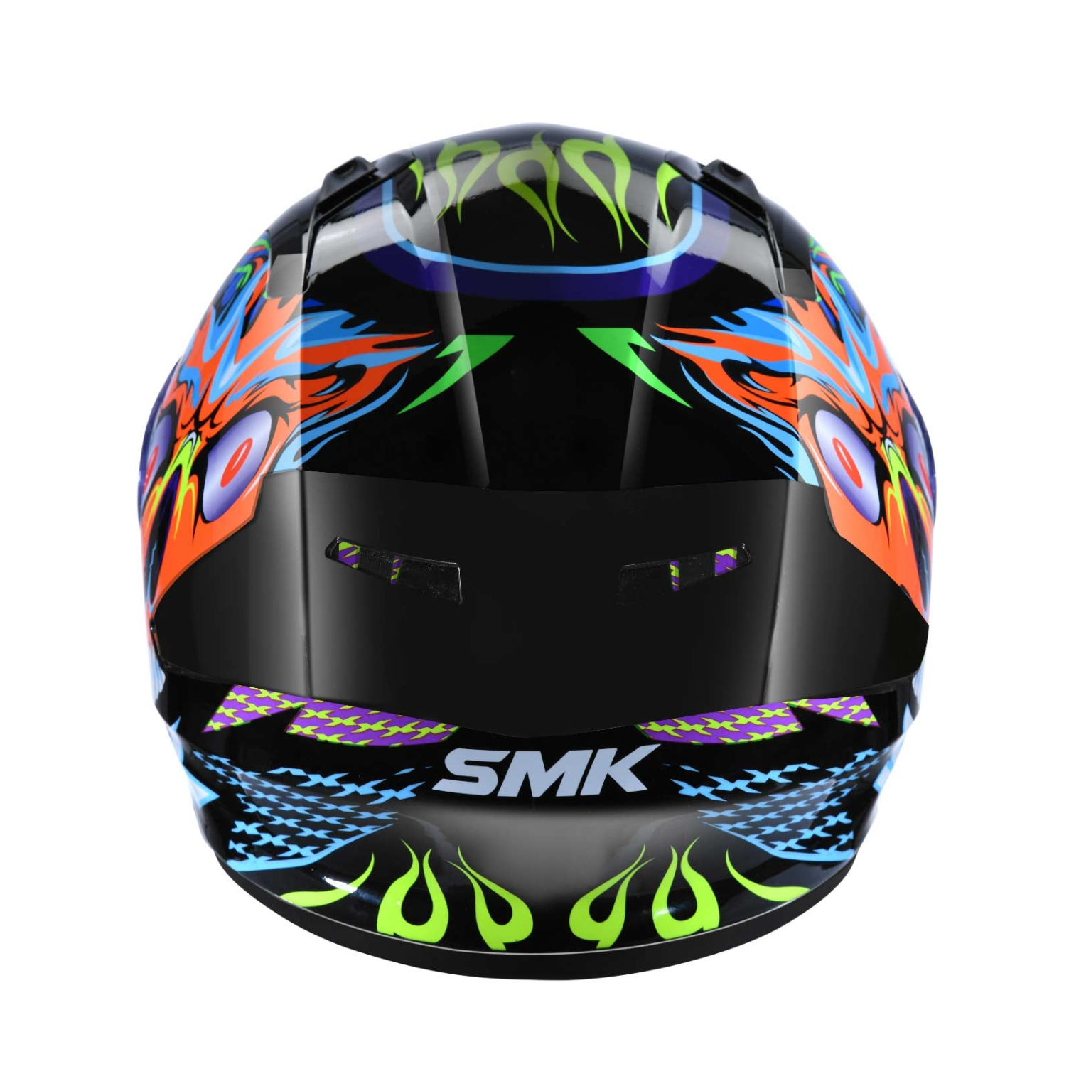 CASCO SMK STELLAR SKULL NEGRO NARANJA BRILLO