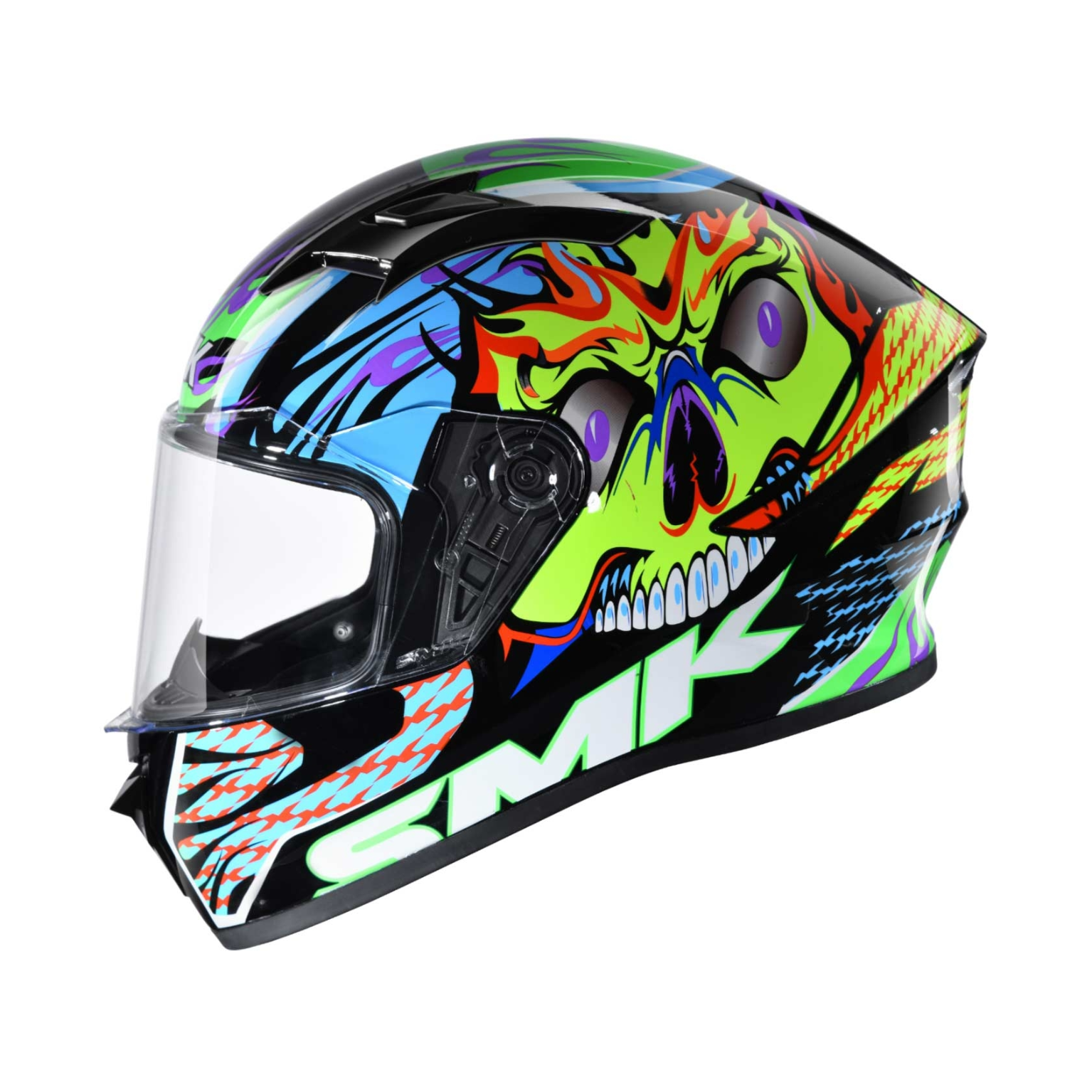 CASCO SMK STELLAR SKULL NEGRO AZUL BRILLO