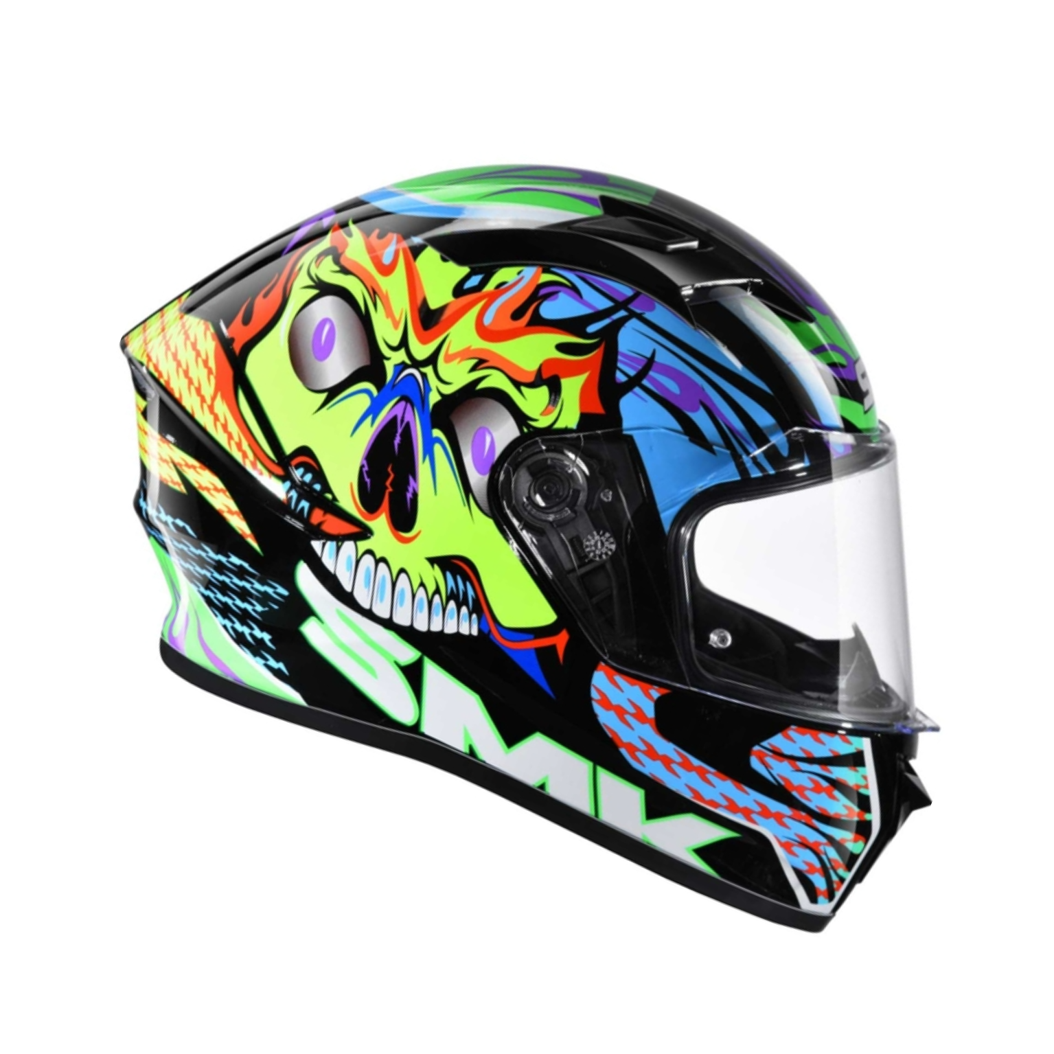 CASCO SMK STELLAR SKULL NEGRO AZUL BRILLO