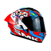 CASCO SMK STELLAR SKULL AZUL ROJO BRILLANTE