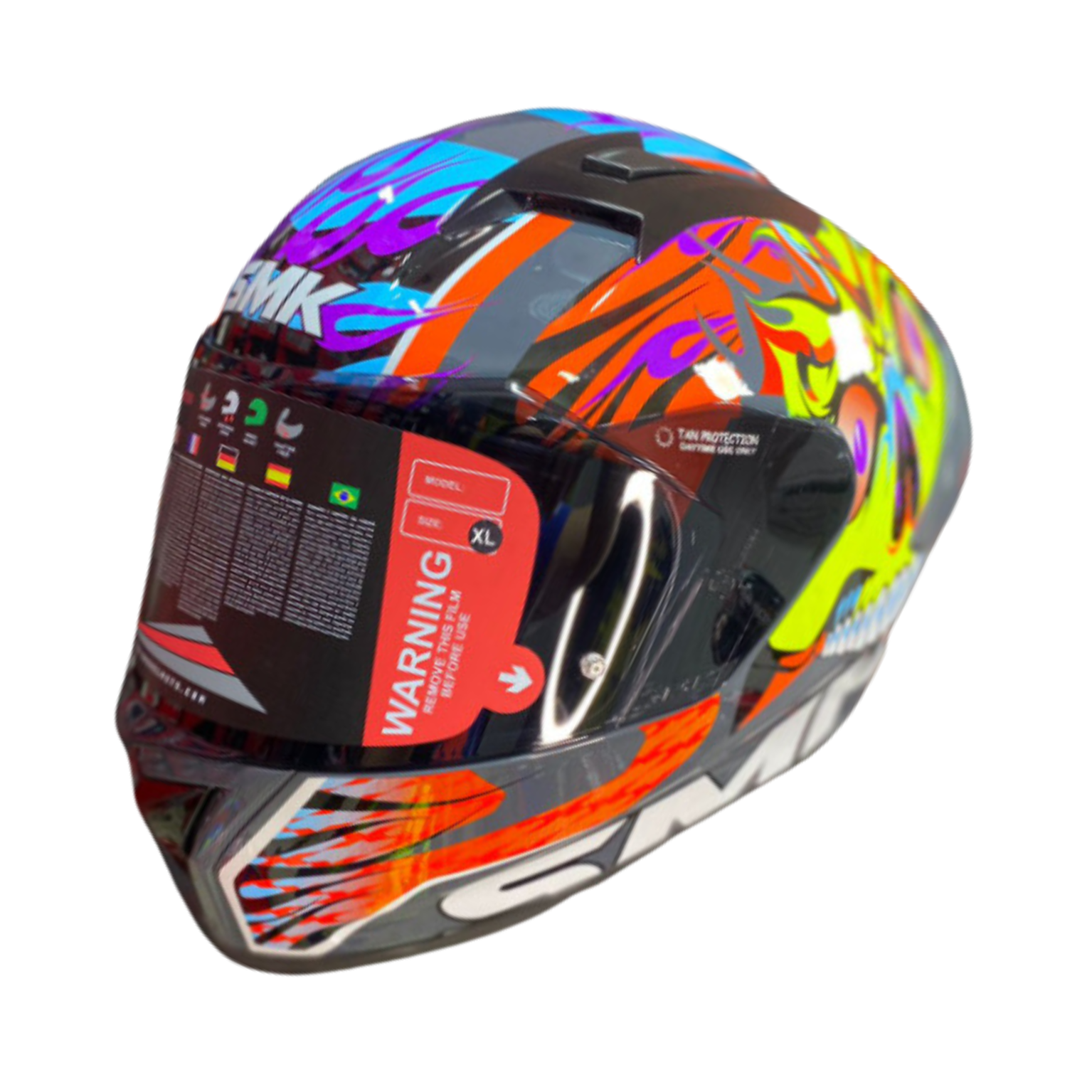 CASCO SMK STELLAR SKULL GRIS NARANJA BRILLO