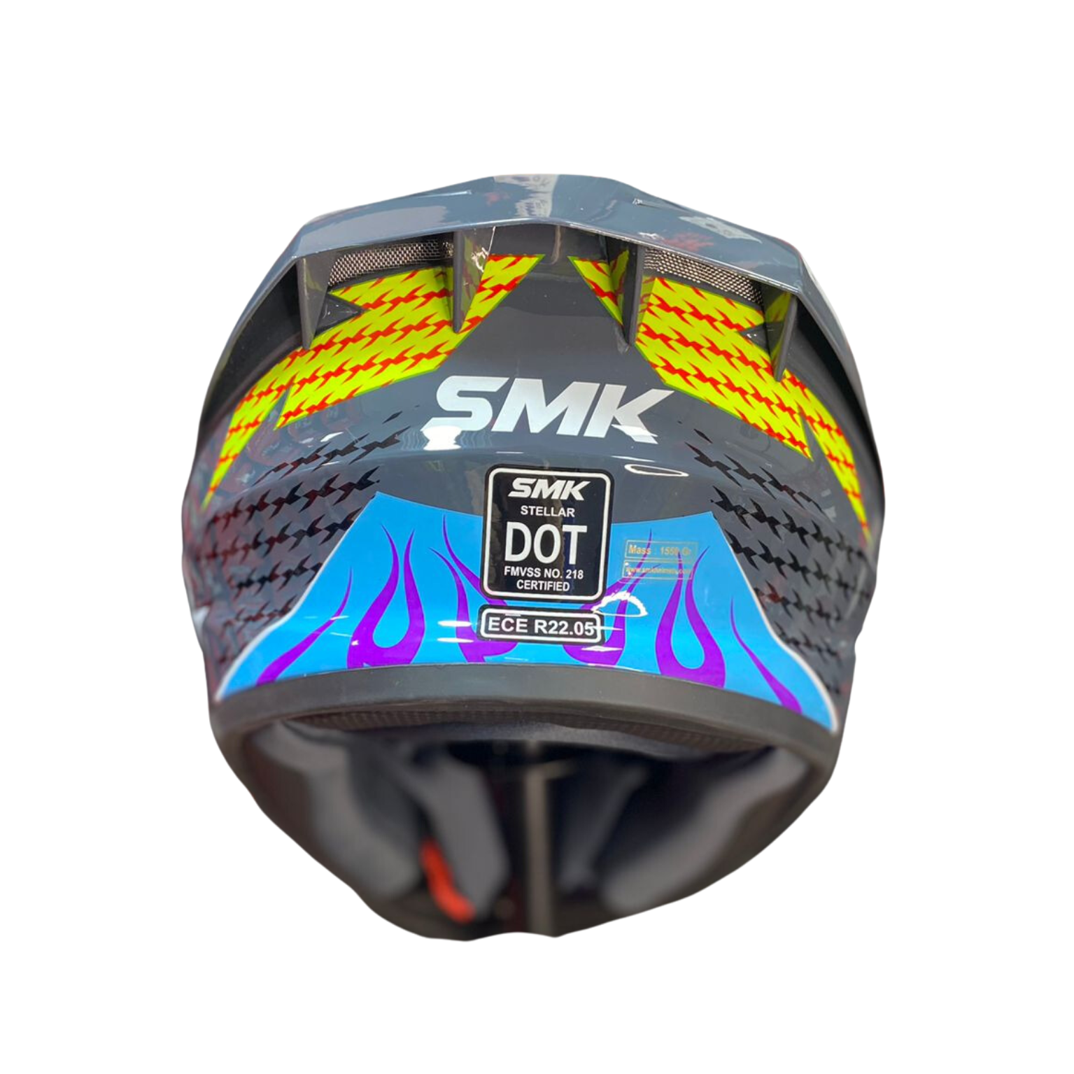 CASCO SMK STELLAR SKULL GRIS NARANJA BRILLO