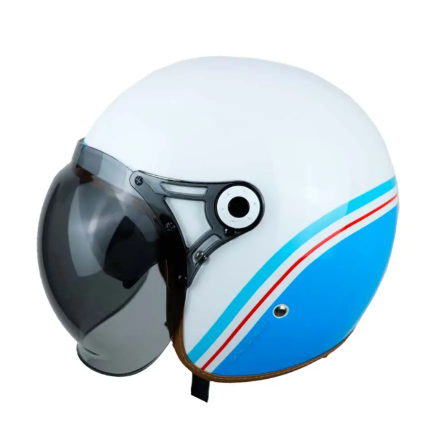 Casco Shaft 121 Scrambler Stripe Blanco Azul